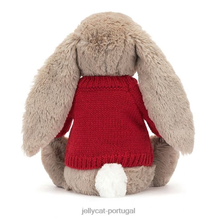 Flor Bea Bunny com suéter vermelho personalizado bege Jellycat 00FBB334 brinquedo