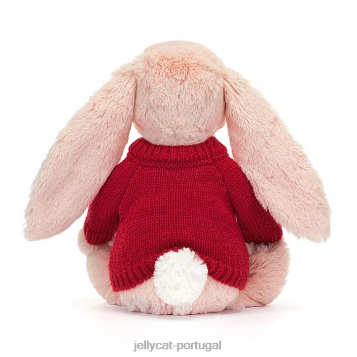 coelhinho blush florido com suéter vermelho pêssego personalizado Jellycat 00FBB425 brinquedo