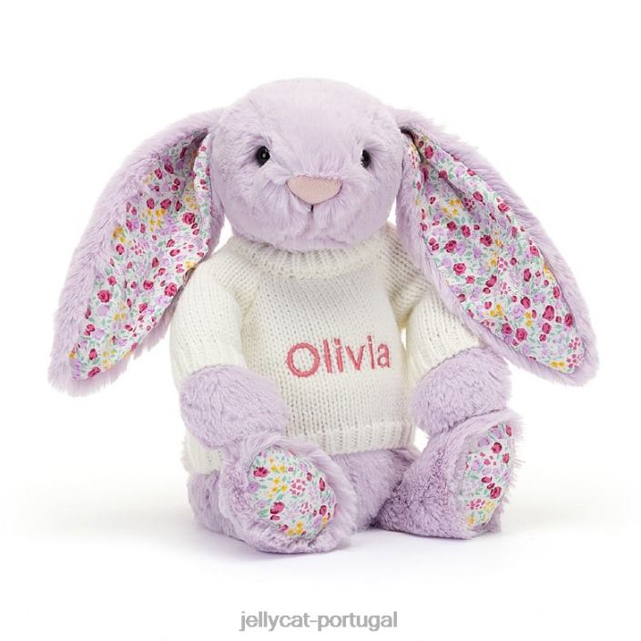 coelhinho flor de jasmim com macacão creme personalizado roxo Jellycat 00FBB268 brinquedo