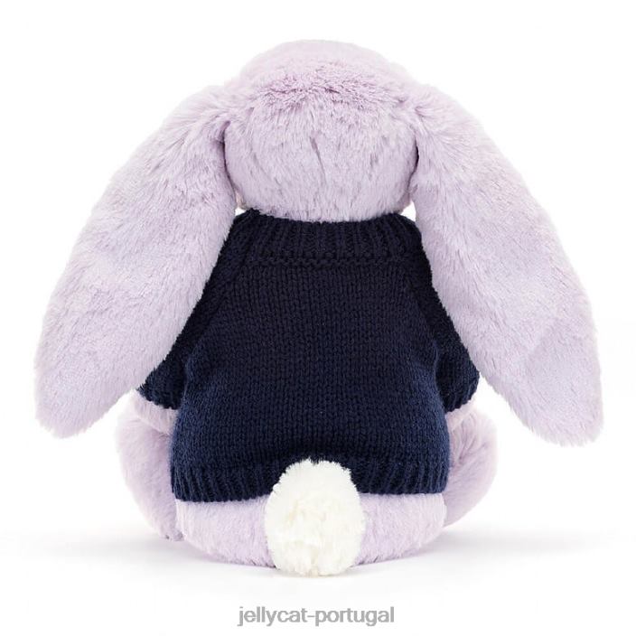 coelhinho flor de jasmim com suéter azul marinho personalizado roxo Jellycat 00FBB472 brinquedo