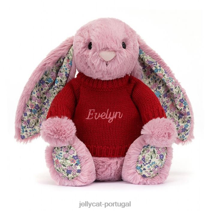 coelhinho tulipa em flor com suéter vermelho rosa personalizado Jellycat 00FBB430 brinquedo
