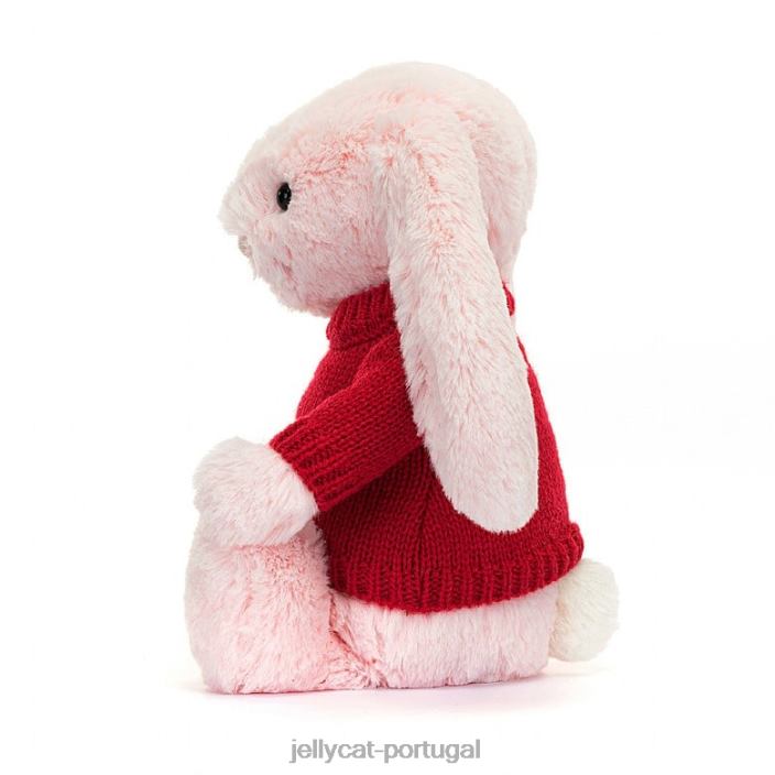 coelhinho rosa tímido com suéter vermelho personalizado rosa bebê Jellycat 00FBB172 brinquedo
