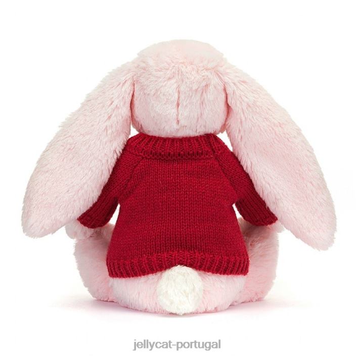 coelhinho rosa tímido com suéter vermelho personalizado rosa bebê Jellycat 00FBB172 brinquedo