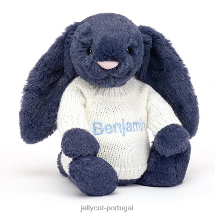 coelhinho tímido com macacão creme personalizado azul marinho Jellycat 00FBB389 brinquedo