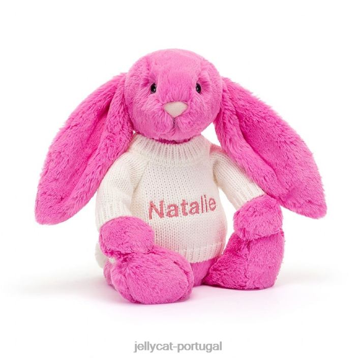 coelhinho tímido com macacão creme personalizado rosa choque Jellycat 00FBB216 brinquedo