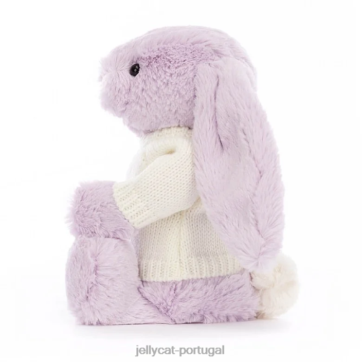coelhinho tímido com suéter creme lilás personalizado Jellycat 00FBB257 brinquedo