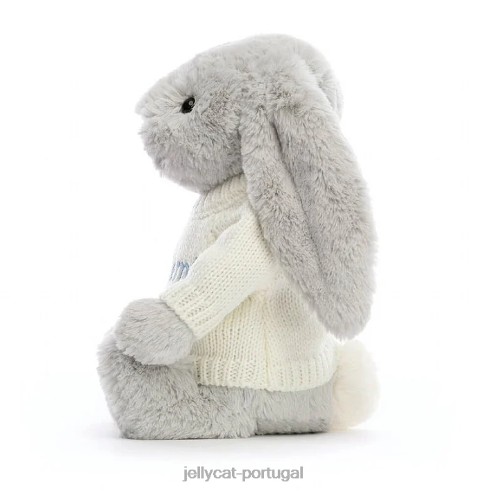 coelhinho tímido com suéter creme prata personalizado Jellycat 00FBB371 brinquedo