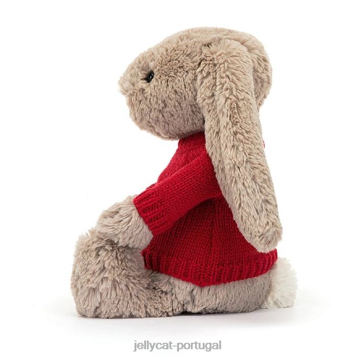 coelhinho tímido com suéter vermelho bege personalizado Jellycat 00FBB178 brinquedo