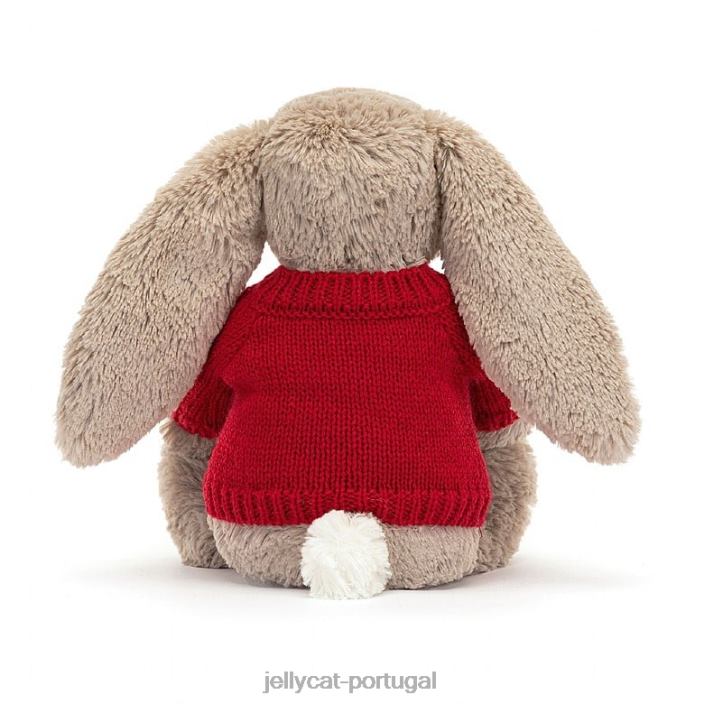 coelhinho tímido com suéter vermelho bege personalizado Jellycat 00FBB178 brinquedo