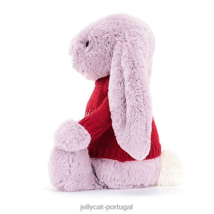 coelhinho tímido com suéter vermelho lilás personalizado Jellycat 00FBB300 brinquedo