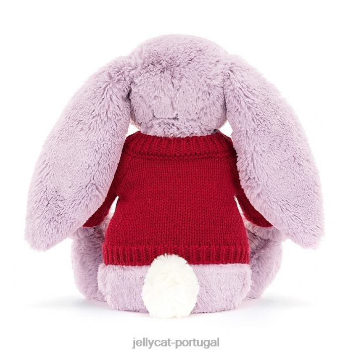 coelhinho tímido com suéter vermelho lilás personalizado Jellycat 00FBB300 brinquedo