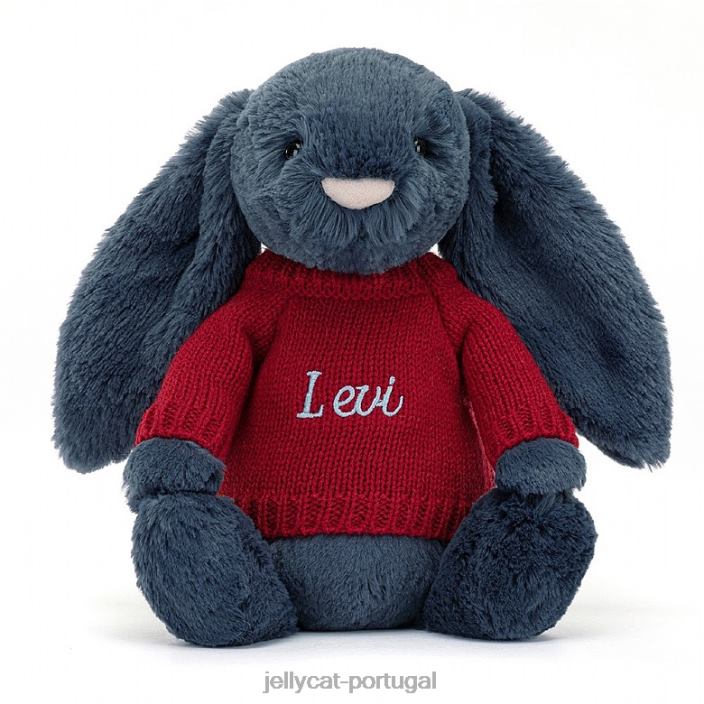 coelhinho tímido com suéter vermelho marinho personalizado Jellycat 00FBB374 brinquedo