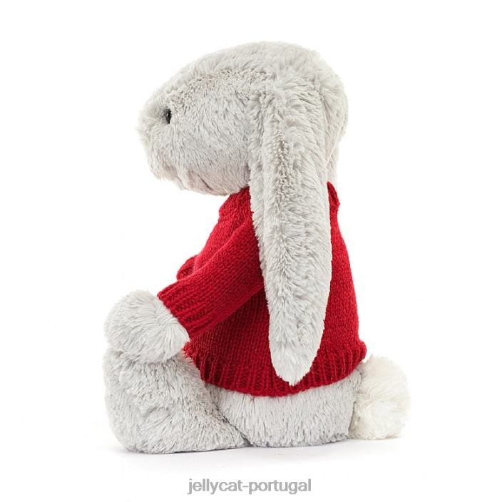 coelhinho tímido com suéter vermelho prateado personalizado Jellycat 00FBB245 brinquedo
