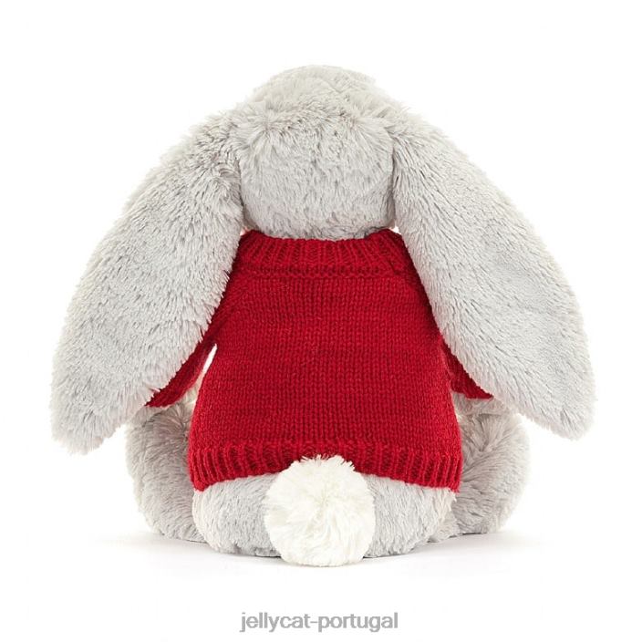 coelhinho tímido com suéter vermelho prateado personalizado Jellycat 00FBB245 brinquedo