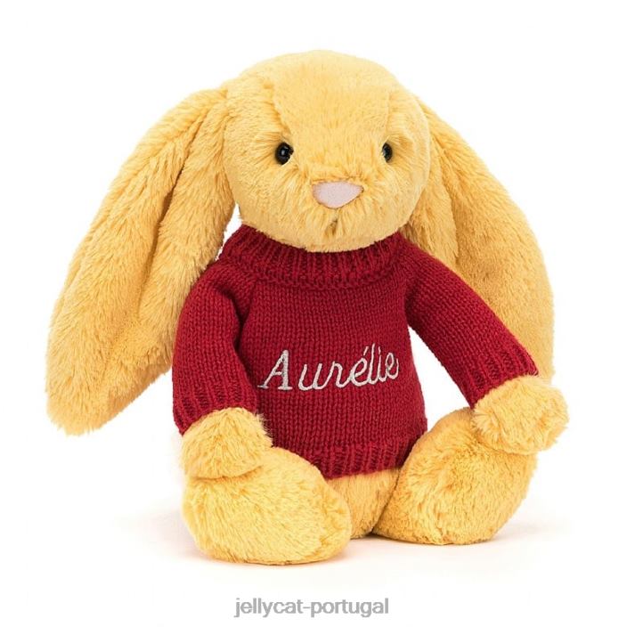 coelhinho tímido com suéter vermelho sol personalizado Jellycat 00FBB332 brinquedo