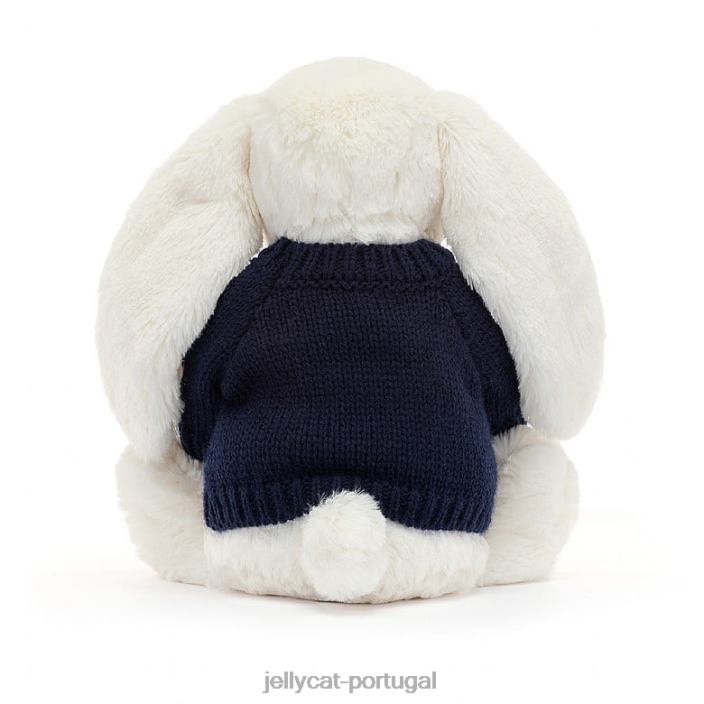 coelhinho tímido e cintilante com suéter azul marinho personalizado Jellycat 00FBB312 brinquedo