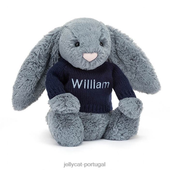 coelhinho tímido e escuro com suéter azul marinho personalizado Jellycat 00FBB244 brinquedo