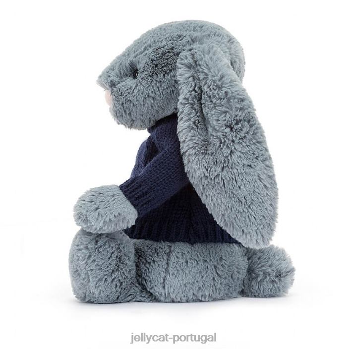 coelhinho tímido e escuro com suéter azul marinho personalizado Jellycat 00FBB244 brinquedo