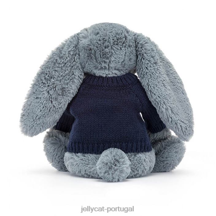 coelhinho tímido e escuro com suéter azul marinho personalizado Jellycat 00FBB244 brinquedo