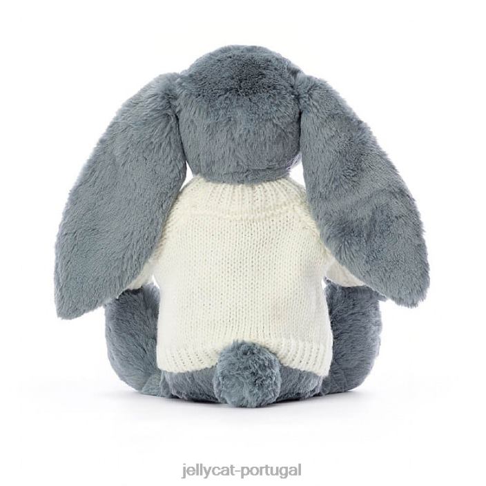 coelhinho tímido e escuro com suéter creme azul personalizado Jellycat 00FBB266 brinquedo