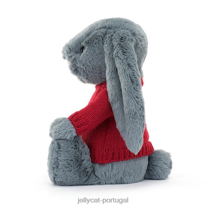 coelhinho tímido e escuro com suéter vermelho azul personalizado Jellycat 00FBB473 brinquedo