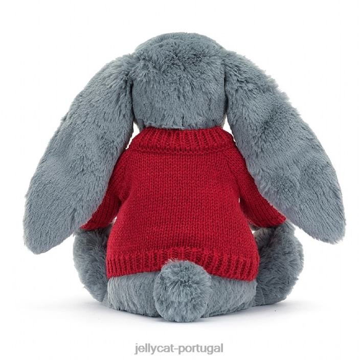 coelhinho tímido e escuro com suéter vermelho azul personalizado Jellycat 00FBB473 brinquedo