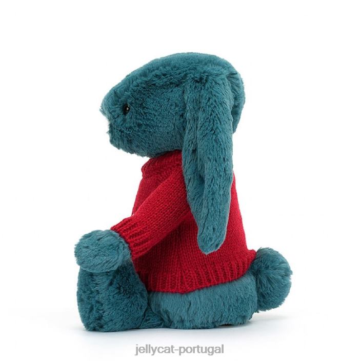 tímido coelhinho azul mineral com suéter vermelho personalizado azul colbalt Jellycat 00FBB415 brinquedo