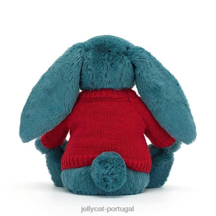 tímido coelhinho azul mineral com suéter vermelho personalizado azul colbalt Jellycat 00FBB415 brinquedo
