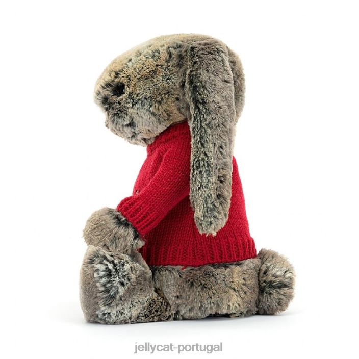 tímido coelhinho de coelho com suéter vermelho personalizado cinza Jellycat 00FBB414 brinquedo