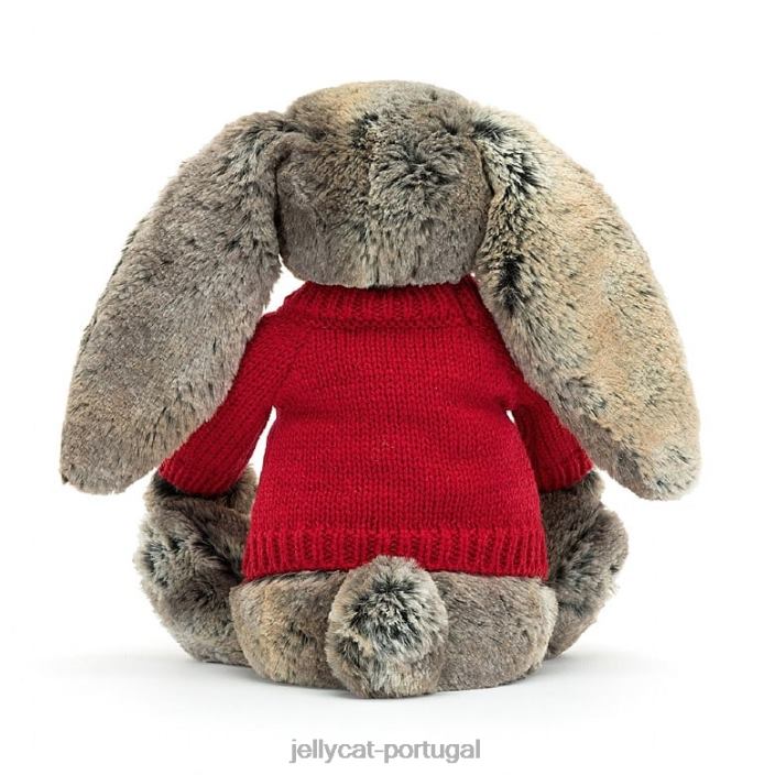 tímido coelhinho de coelho com suéter vermelho personalizado cinza Jellycat 00FBB414 brinquedo