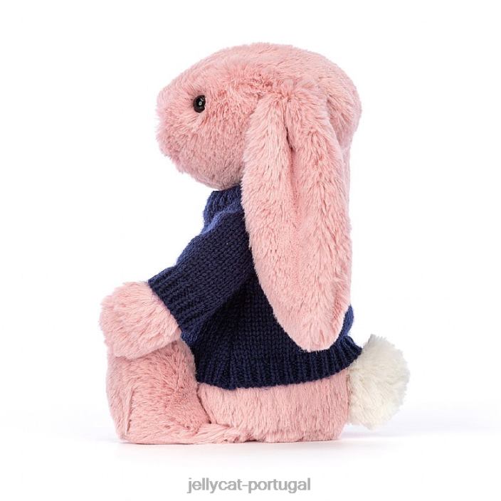 tímido coelhinho de pétalas com suéter azul marinho personalizado e sorvete rosa Jellycat 00FBB413 brinquedo