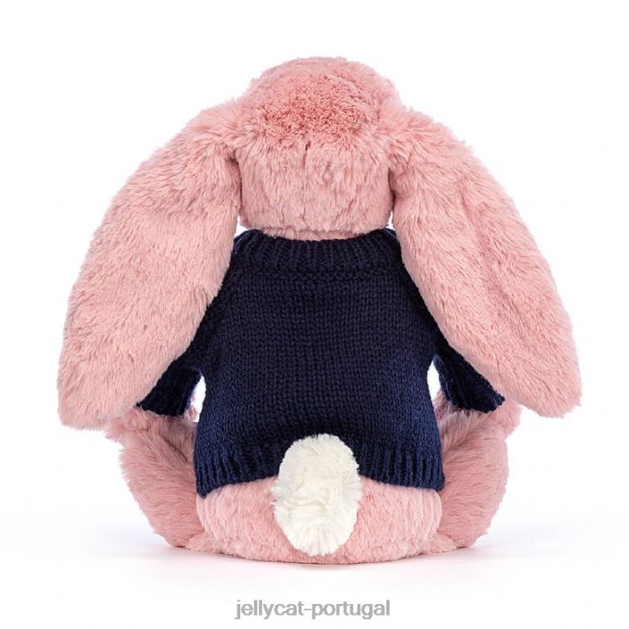 tímido coelhinho de pétalas com suéter azul marinho personalizado e sorvete rosa Jellycat 00FBB413 brinquedo