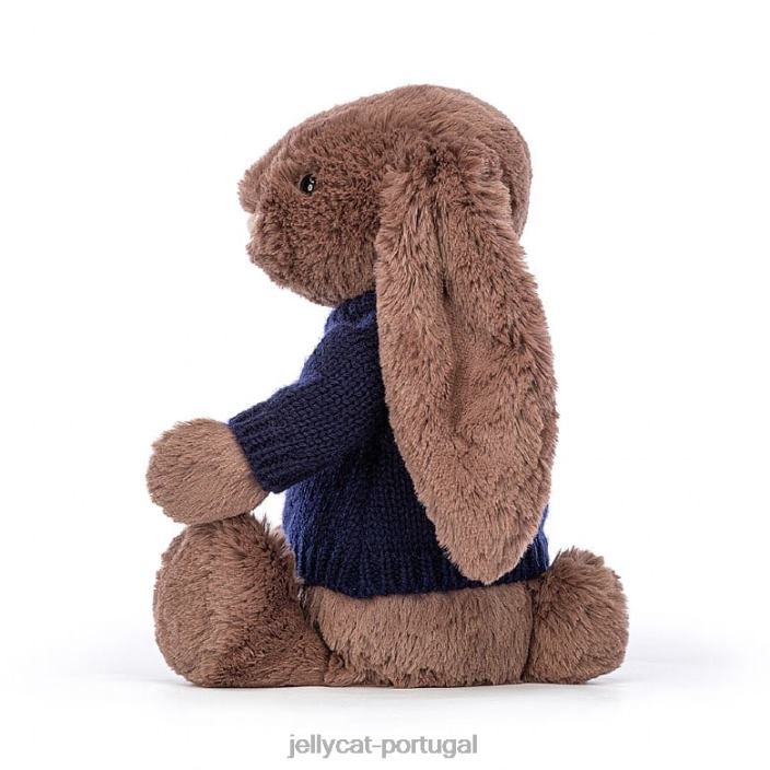tímido coelhinho fudge com suéter de chocolate marinho personalizado Jellycat 00FBB522 brinquedo