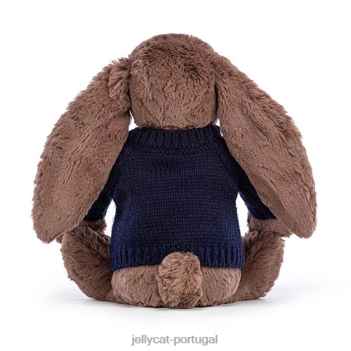 tímido coelhinho fudge com suéter de chocolate marinho personalizado Jellycat 00FBB522 brinquedo