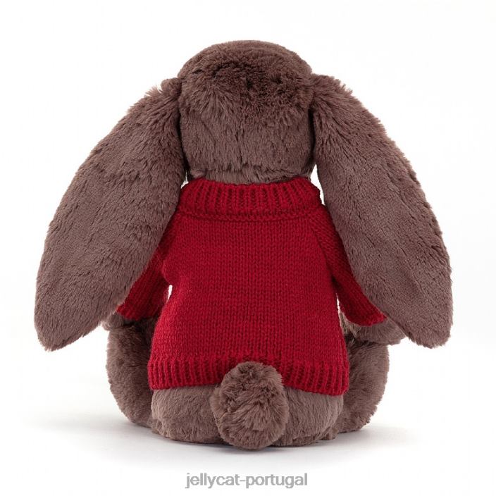 tímido coelhinho fudge com suéter vermelho de chocolate personalizado Jellycat 00FBB511 brinquedo