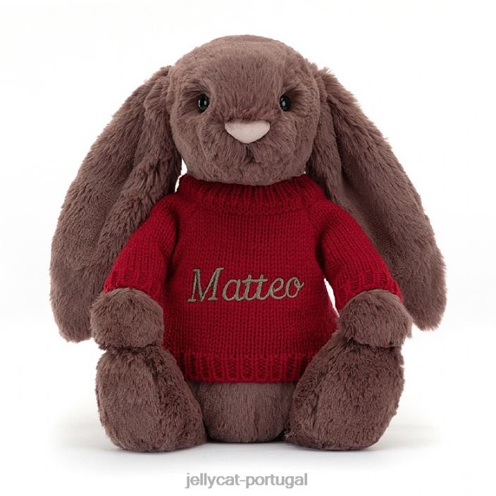 tímido coelhinho fudge com suéter vermelho de chocolate personalizado Jellycat 00FBB511 brinquedo