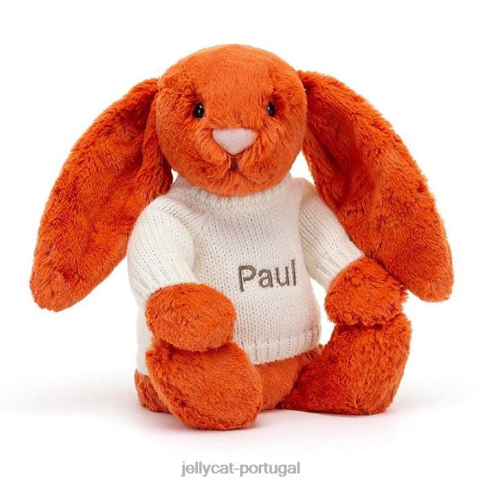 tímido coelhinho tangerina com suéter creme laranja personalizado Jellycat 00FBB504 brinquedo