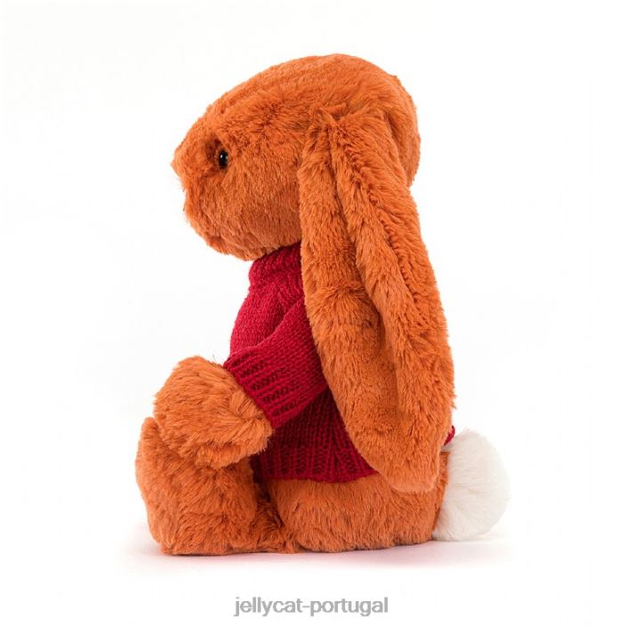 tímido coelhinho tangerina com suéter vermelho laranja personalizado Jellycat 00FBB509 brinquedo