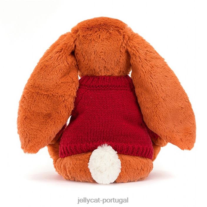 tímido coelhinho tangerina com suéter vermelho laranja personalizado Jellycat 00FBB509 brinquedo