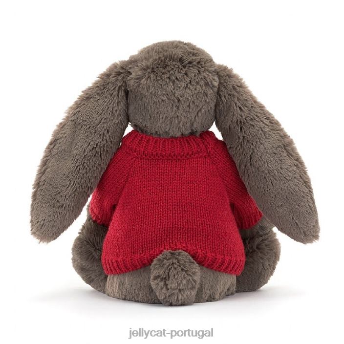 tímido coelhinho trufado com suéter vermelho personalizado marrom Jellycat 00FBB270 brinquedo