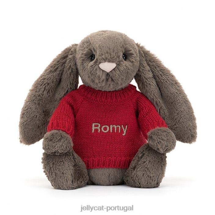 tímido coelhinho trufado com suéter vermelho personalizado marrom Jellycat 00FBB270 brinquedo