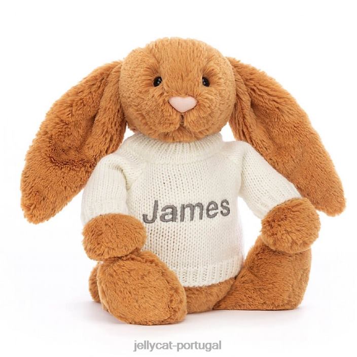 tímido e coelho com suéter creme dourado personalizado Jellycat 00FBB355 brinquedo