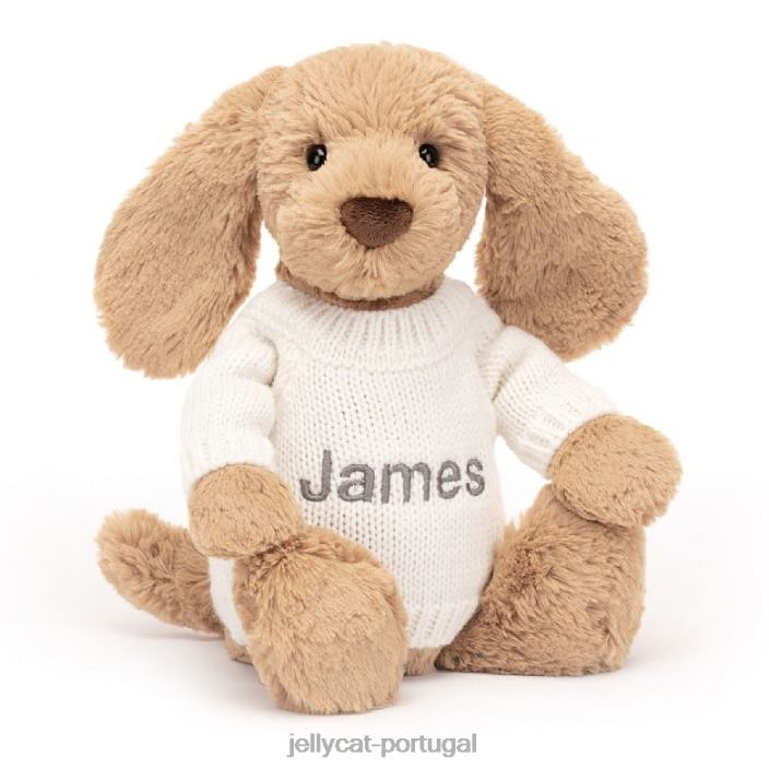 cachorrinho caramelo tímido com suéter creme bege personalizado Jellycat 00FBB135 brinquedo