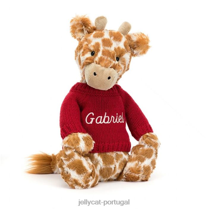 girafa tímida com suéter vermelho laranja personalizado Jellycat 00FBB224 brinquedo