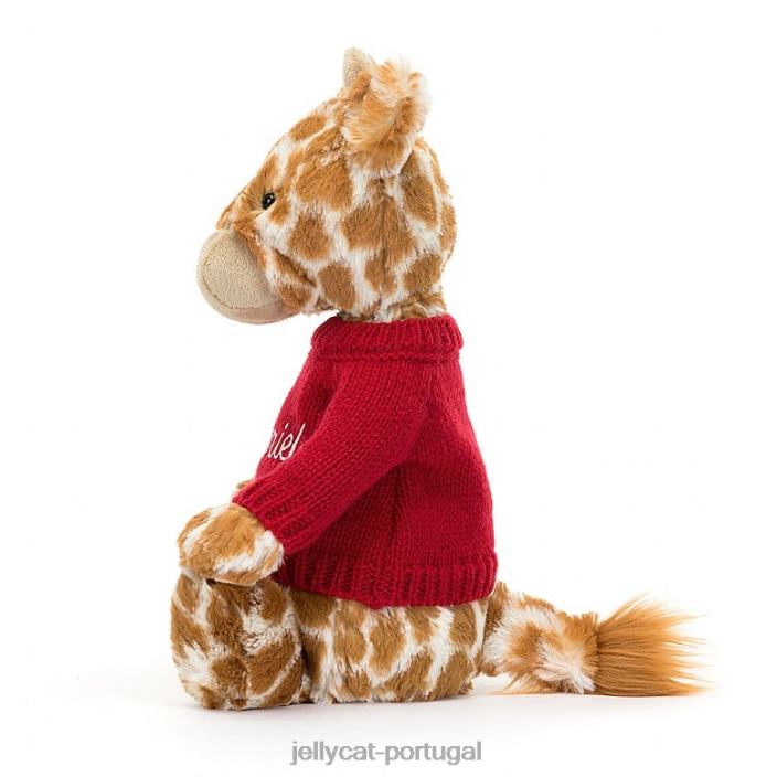 girafa tímida com suéter vermelho laranja personalizado Jellycat 00FBB224 brinquedo