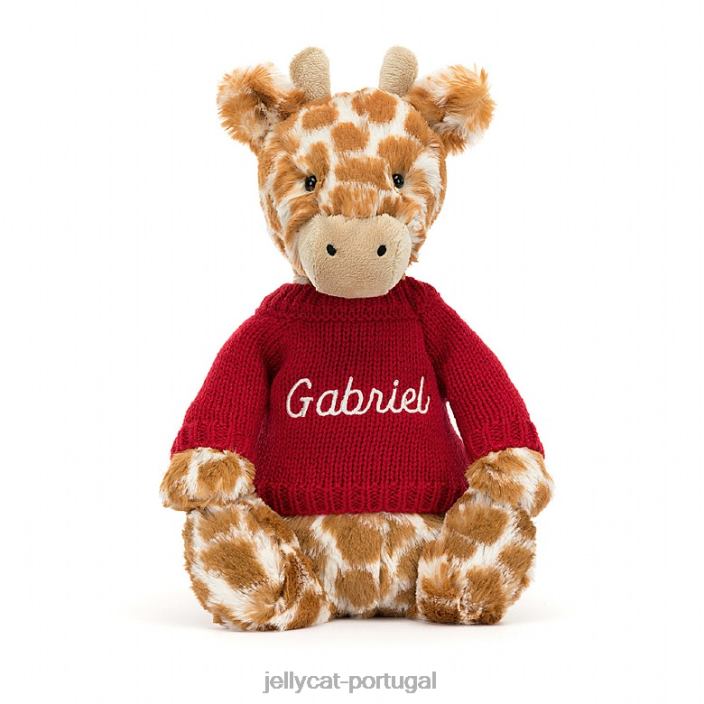 girafa tímida com suéter vermelho laranja personalizado Jellycat 00FBB224 brinquedo
