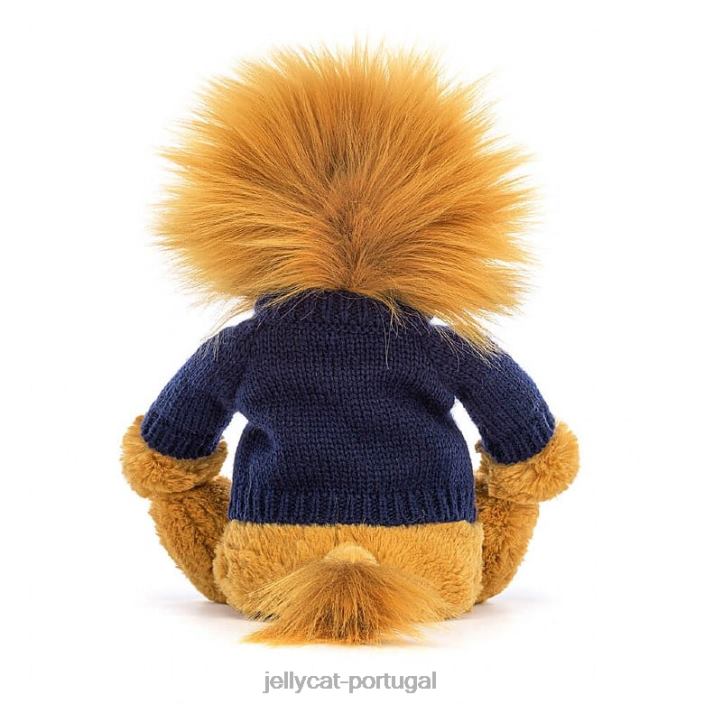 leão tímido com suéter azul marinho personalizado amarelo Jellycat 00FBB534 brinquedo
