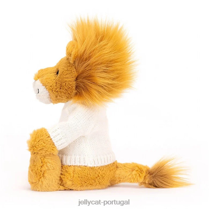 leão tímido com suéter creme personalizado amarelo Jellycat 00FBB539 brinquedo