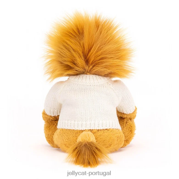 leão tímido com suéter creme personalizado amarelo Jellycat 00FBB539 brinquedo