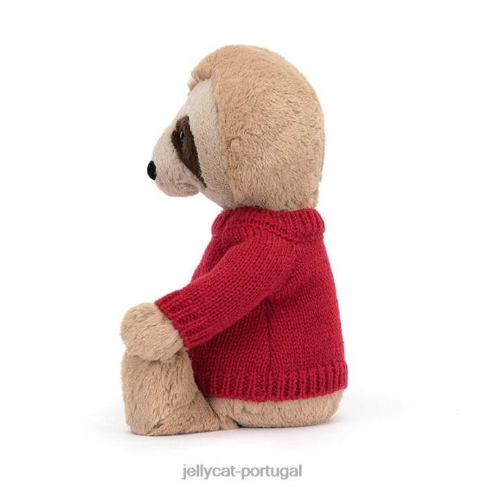 preguiça tímida com suéter vermelho bronzeado personalizado Jellycat 00FBB205 brinquedo